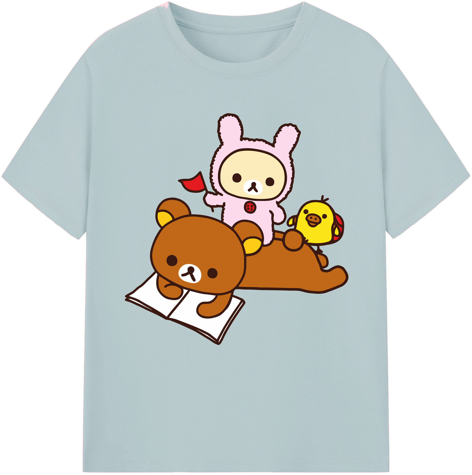 （画像用） リラックマ リラックマ キイロイトリ Rilakkuma Korilakkuma Kiiroitori 綿100％半袖Tシャツ（フロントプリント）